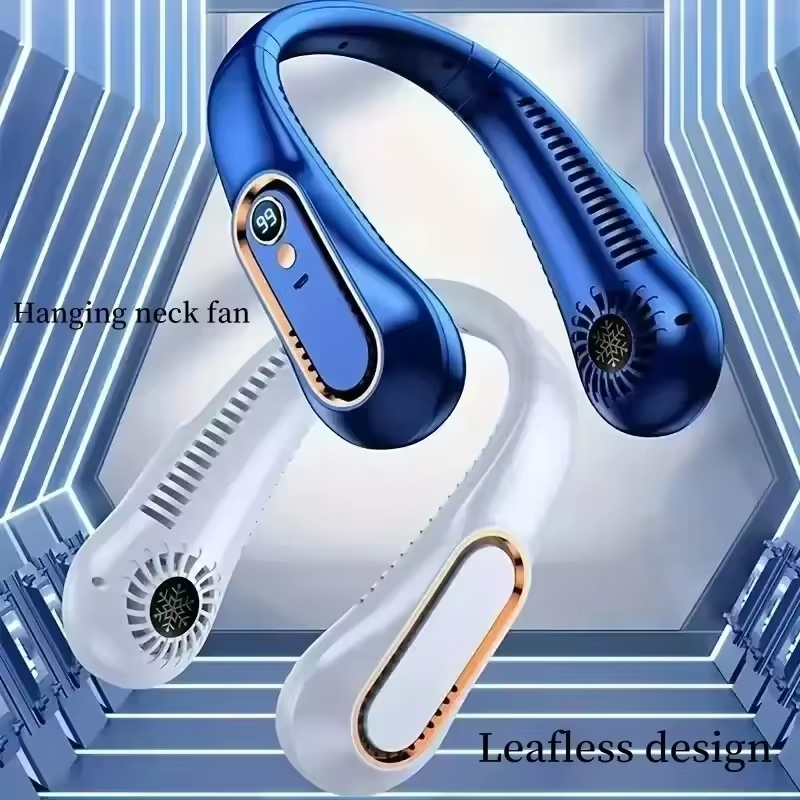 Portable Blender Usb Rechargeable - Hanging Neck Fan Digital Display Power