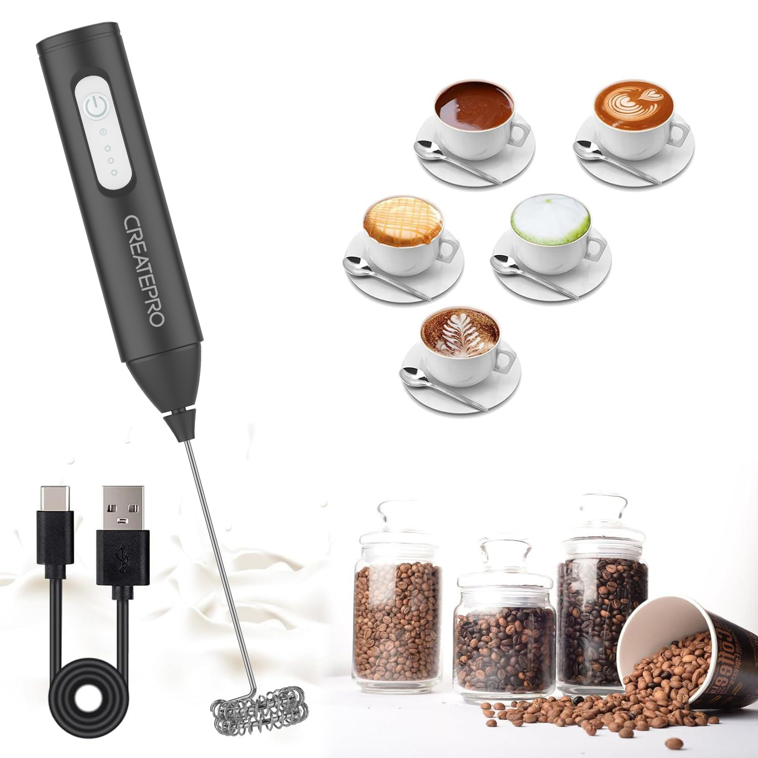 Rechargeable Milk Frother Auto - Electric Milk Frother Handheld 评论和价格