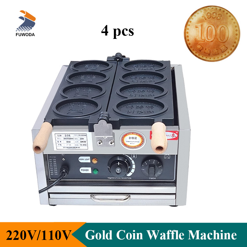 4pcs Small Gold Coin Bread Waf - Mini Waffle Maker Machine 评论和价格