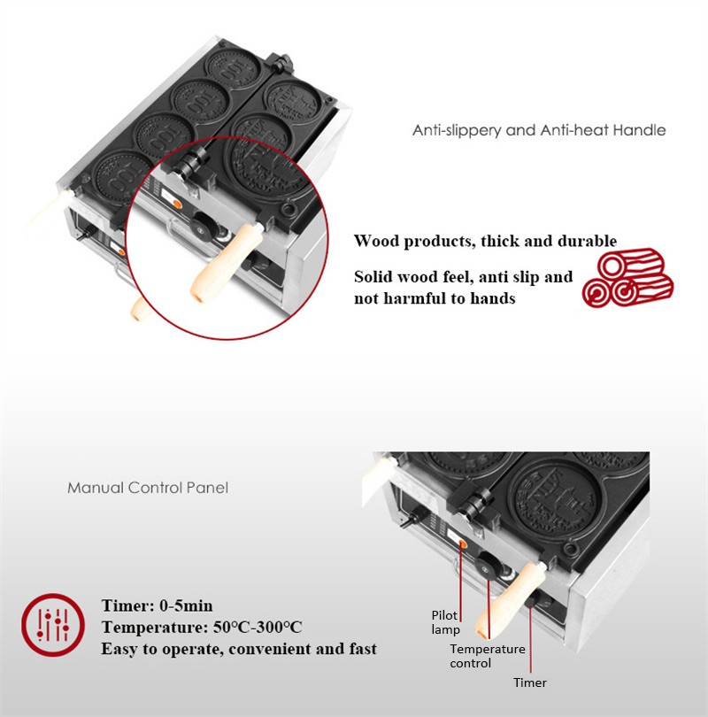 4pcs Small Gold Coin Bread Waf - Mini Waffle Maker Machine 评论和价格