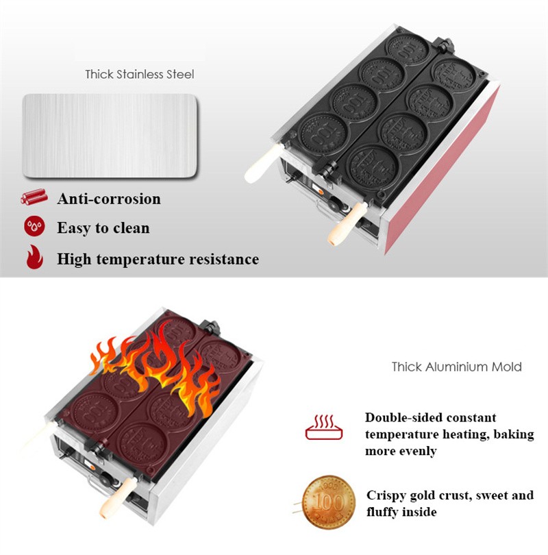 4pcs Small Gold Coin Bread Waf - Mini Waffle Maker Machine 评论和价格